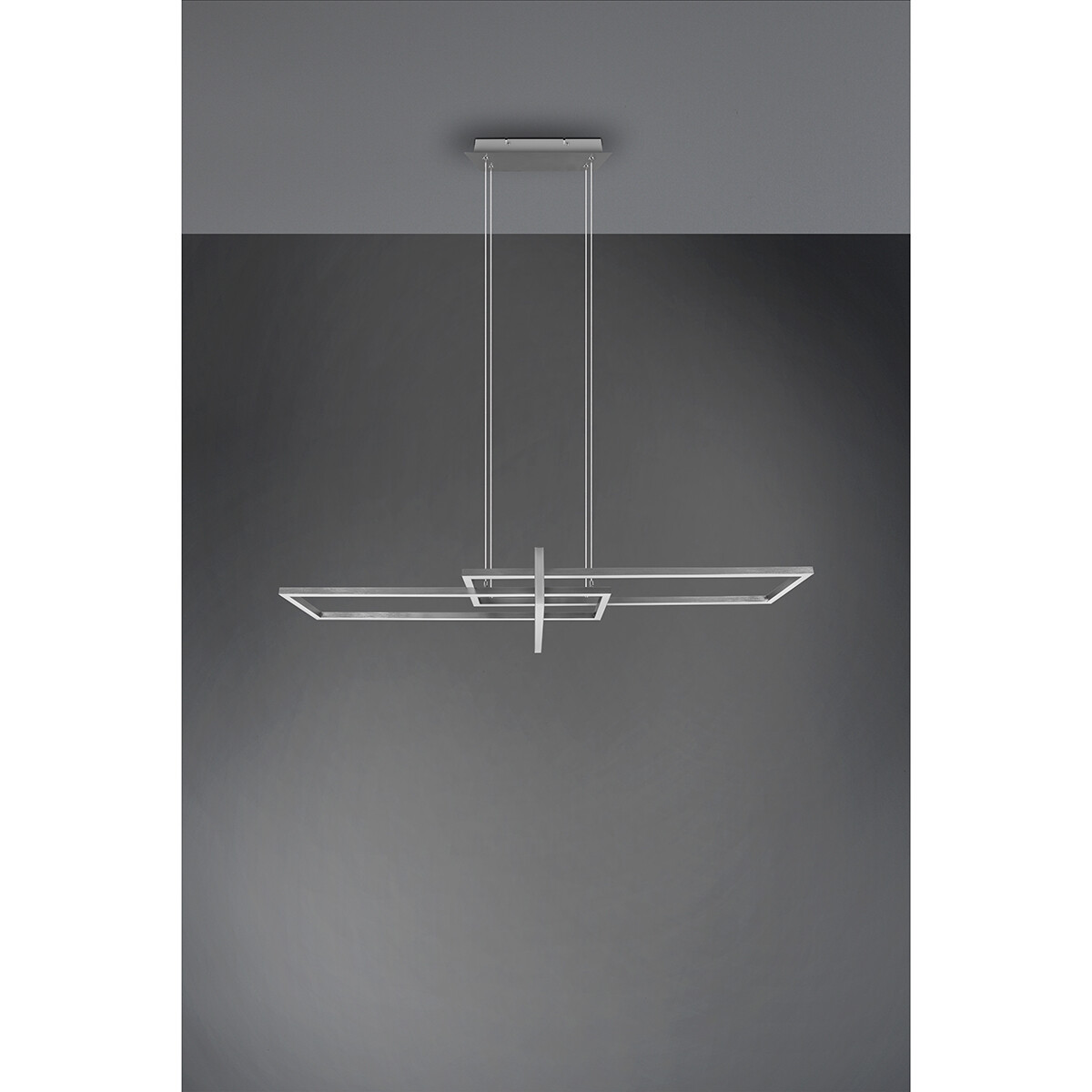 LED Hanglamp - Trion Salana - 34W - Warm Wit 3000K - Dimbaar - Rechthoek - Mat Nikkel - Aluminium