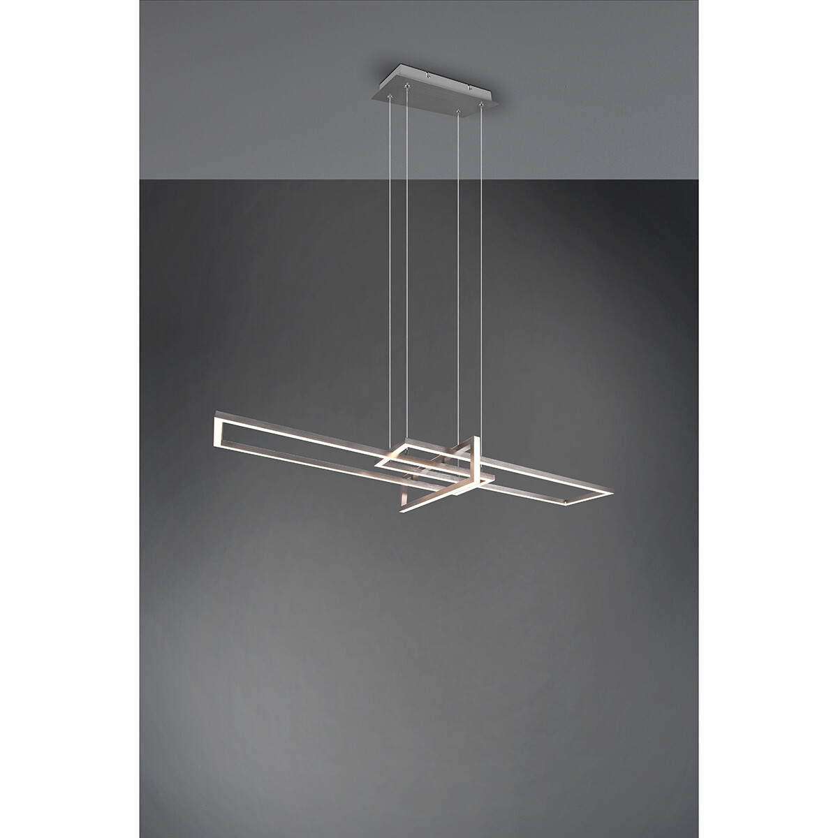 LED Hanglamp - Trion Salana - 34W - Warm Wit 3000K - Dimbaar - Rechthoek - Mat Nikkel - Aluminium