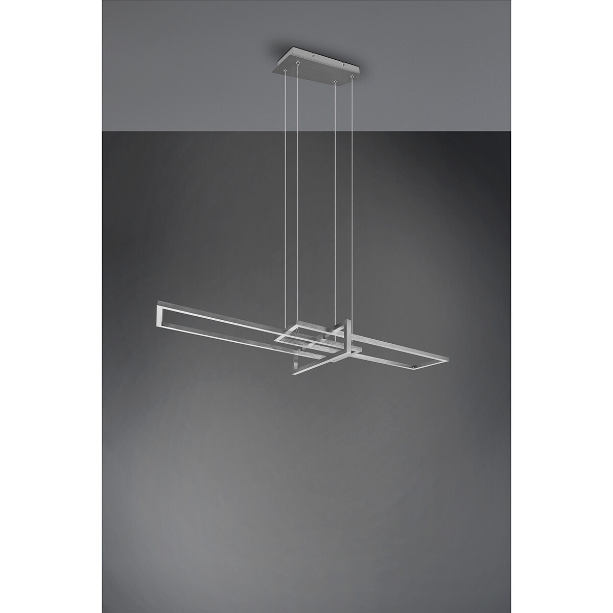 LED Hanglamp - Trion Salana - 34W - Warm Wit 3000K - Dimbaar - Rechthoek - Mat Nikkel - Aluminium