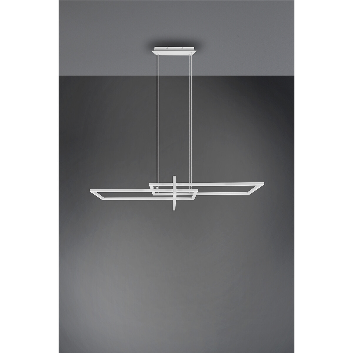 LED Hanglamp - Trion Salana - 34W - Warm Wit 3000K - Dimbaar - Rechthoek - Mat Wit - Aluminium