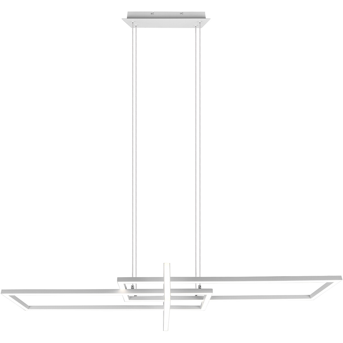 LED Hanglamp - Trion Salana - 34W - Warm Wit 3000K - Dimbaar - Rechthoek - Mat Wit - Aluminium