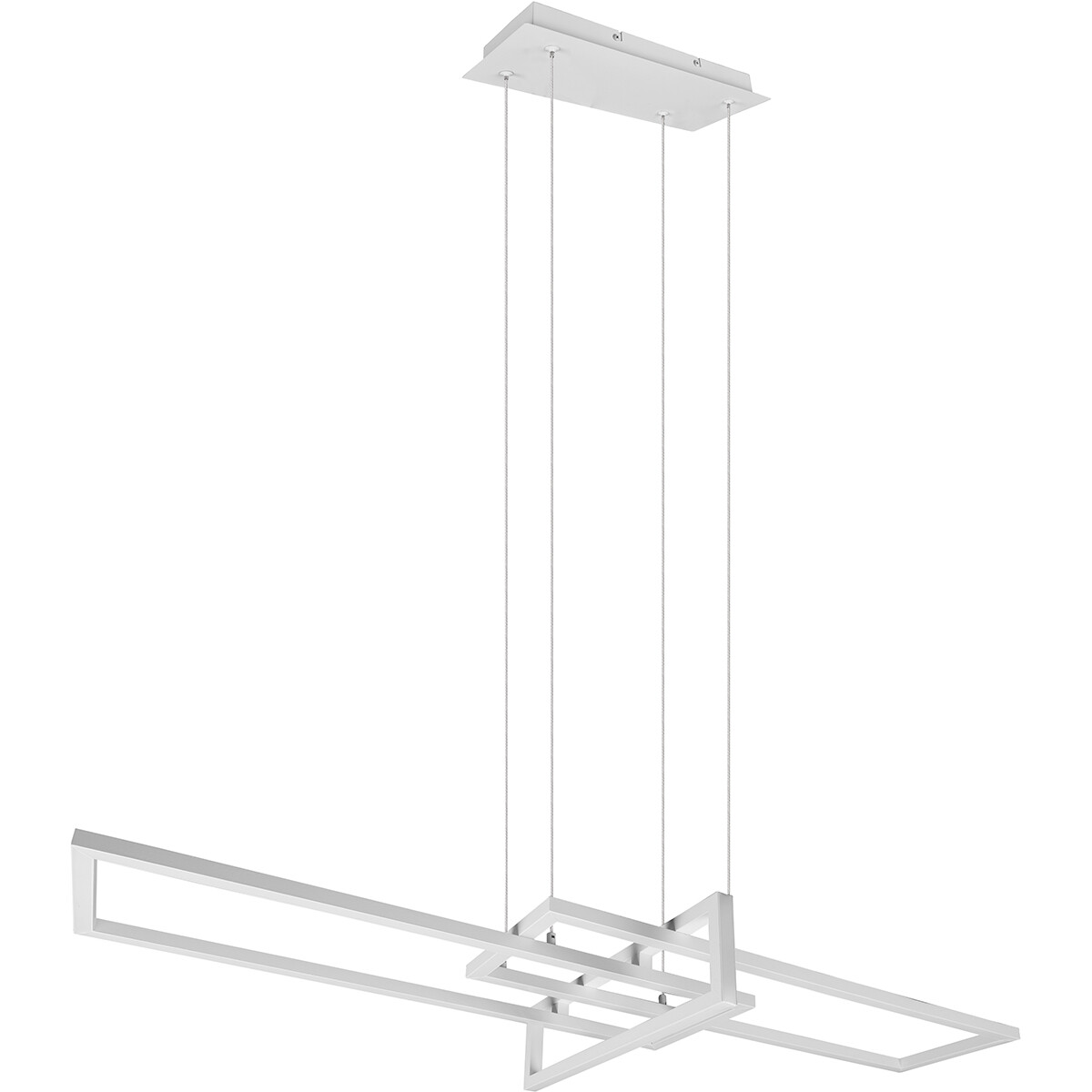 LED Hanglamp - Trion Salana - 34W - Warm Wit 3000K - Dimbaar - Rechthoek - Mat Wit - Aluminium