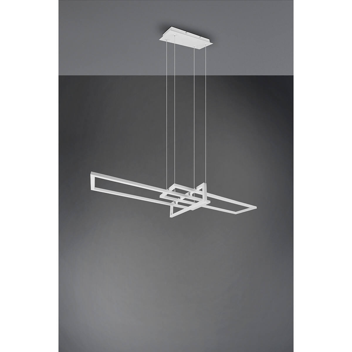 LED Hanglamp - Trion Salana - 34W - Warm Wit 3000K - Dimbaar - Rechthoek - Mat Wit - Aluminium