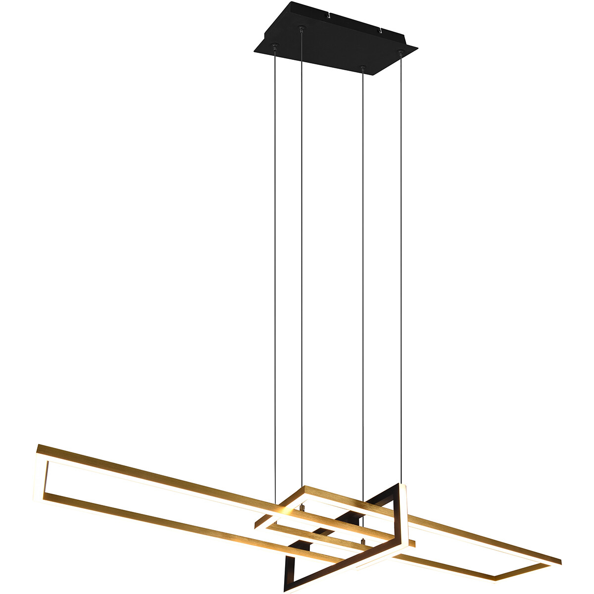 LED Hanglamp - Trion Salana - 34W - Warm Wit 3000K - Dimbaar - Rechthoek - Mat Zwart/Goud - Aluminium product afbeelding