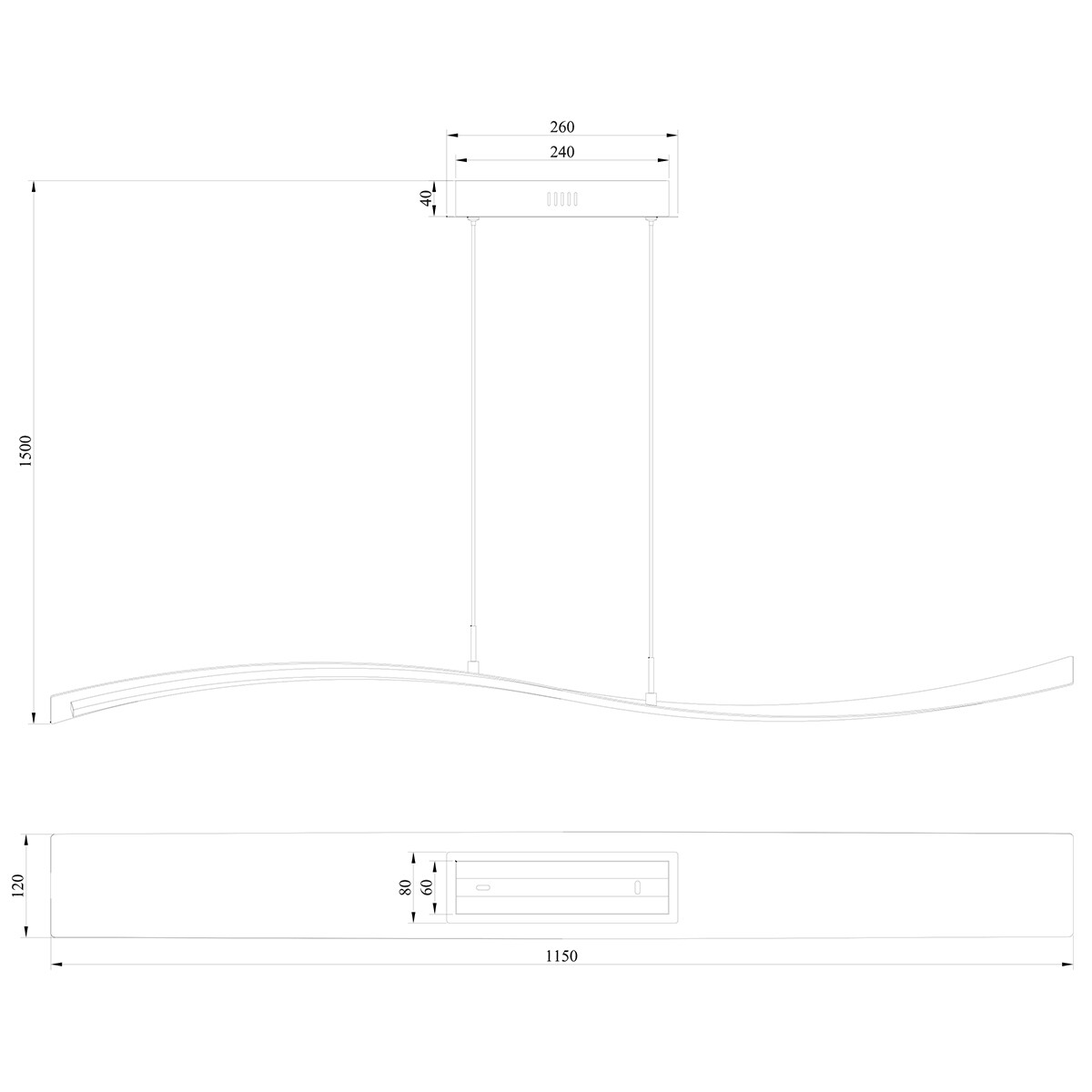 LED Hanglamp - Trion Salerna - 35W - Warm Wit 3000K - Dimbaar - Rechthoek - Mat Goud - Aluminium