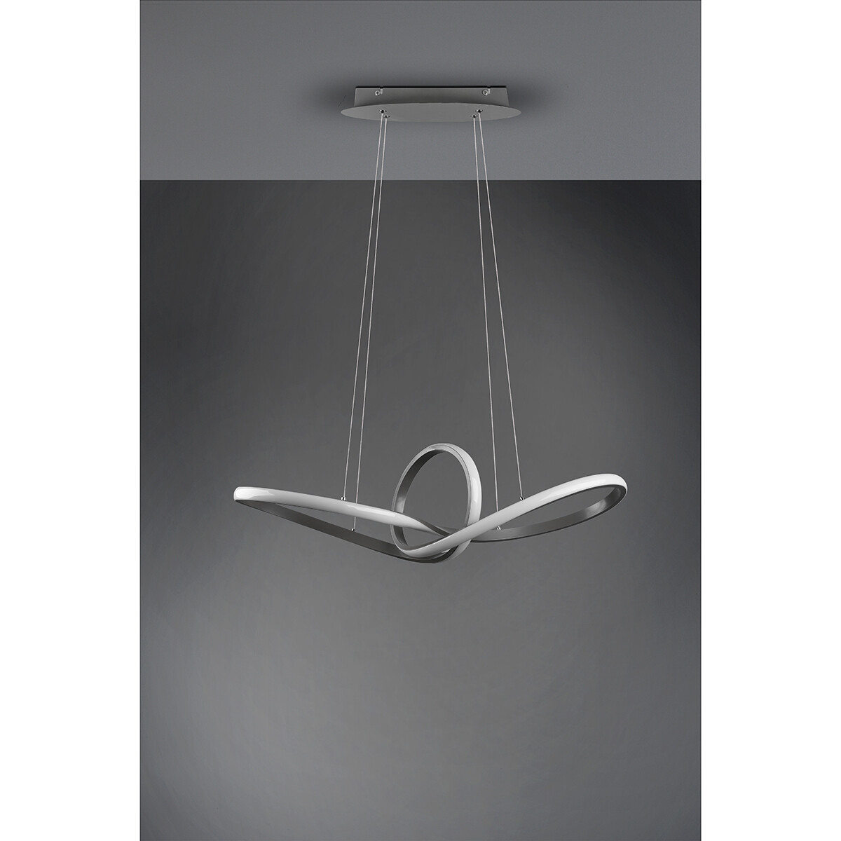 LED Hanglamp - Trion Sonso - 28W - Warm Wit 3000K - Dimbaar - Rond - Mat Nikkel - Aluminium