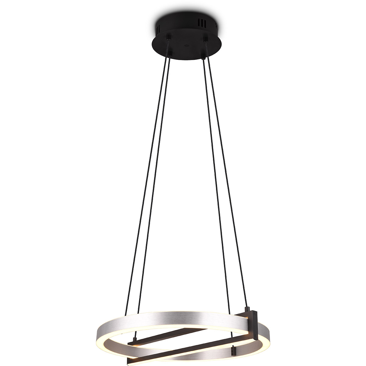 LED Hanglamp - Trion Tompie - 55W - Aanpasbare Kleur - Dimbaar - Rond - Geborsteld Aluminium - Metaal