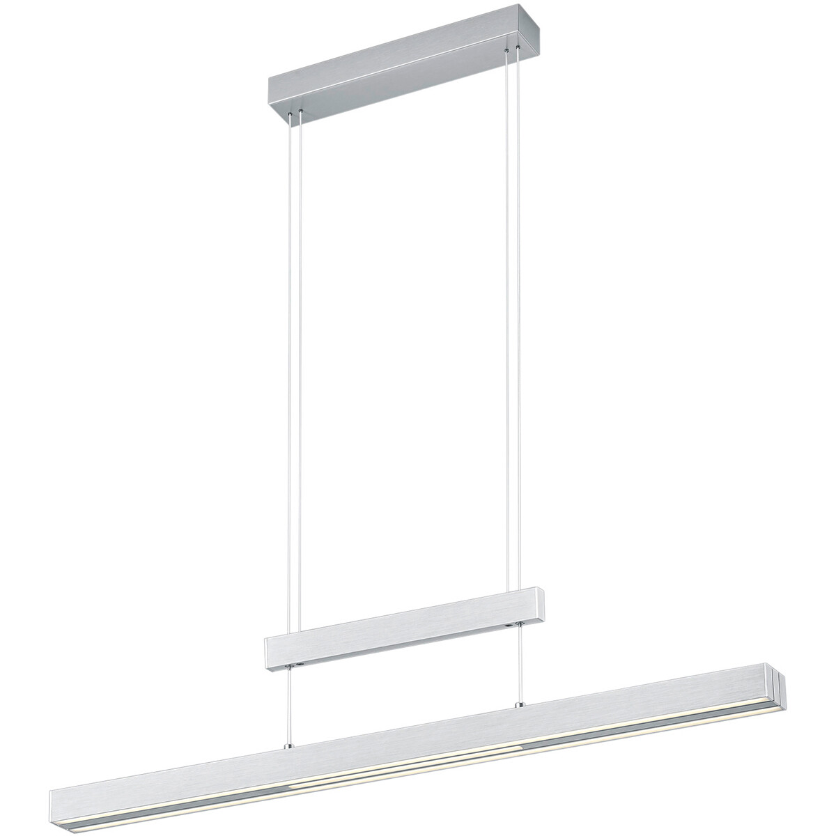 LED Hanglamp - Trion Trojan Up and Down - 54W - Aanpasbare Kleur - Rechthoek - Mat Nikkel - Aluminium