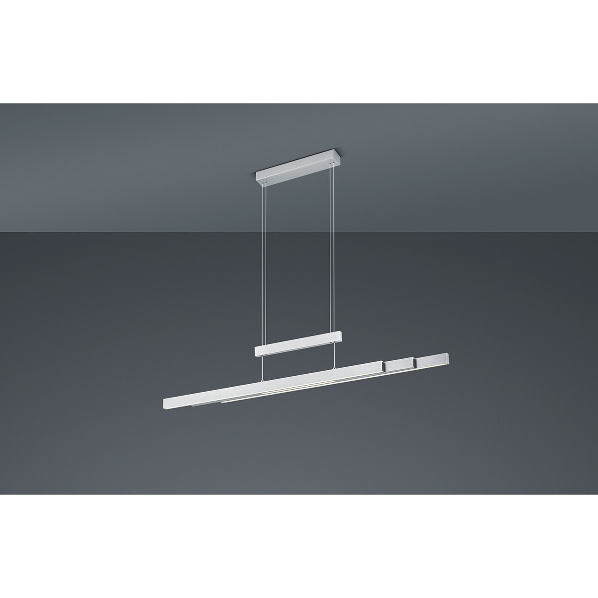 LED Hanglamp - Trion Trojan Up and Down - 54W - Aanpasbare Kleur - Rechthoek - Mat Nikkel - Aluminium