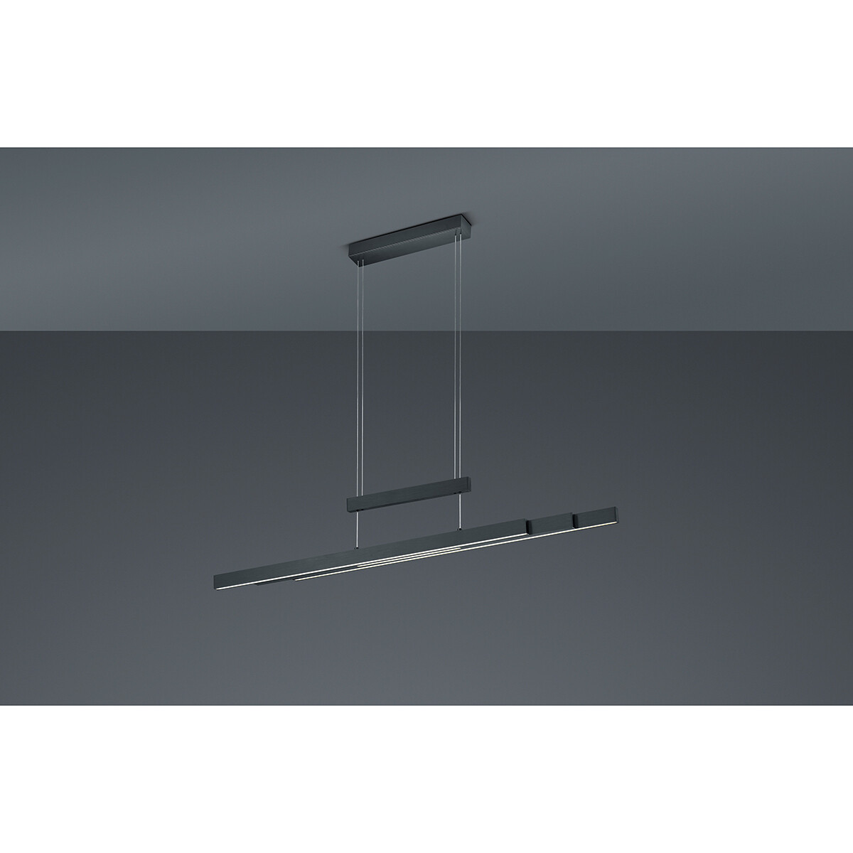 LED Hanglamp - Trion Trojan Up and Down - 54W - Aanpasbare Kleur - Rechthoek - Mat Zwart - Aluminium