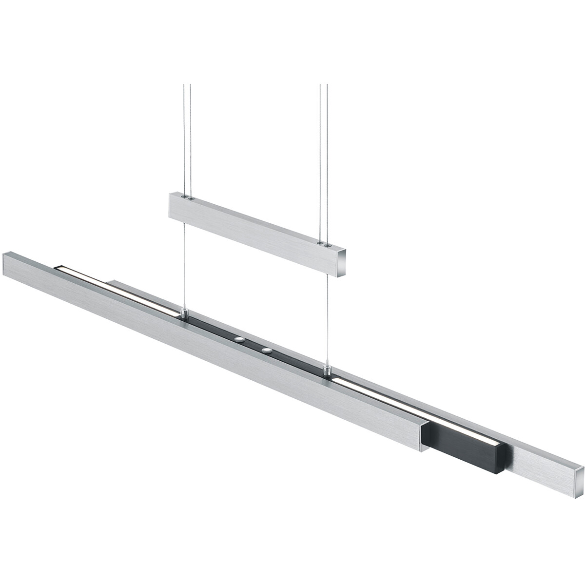 LED Hanglamp - Trion Trojan Up and Down - 45W - Aanpasbare Kleur - Rechthoek - Geborsteld Zilver - Aluminium