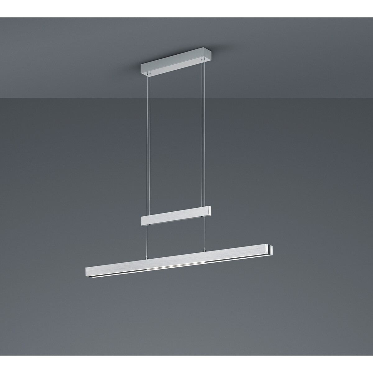 LED Hanglamp - Trion Trojan Up and Down - 45W - Aanpasbare Kleur - Rechthoek - Geborsteld Zilver - Aluminium