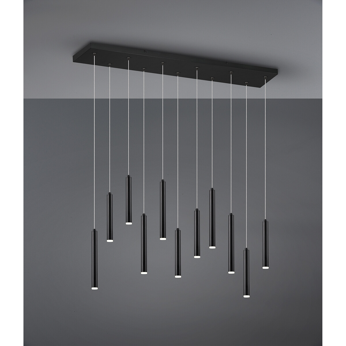 LED Hanglamp - Trion Tular - 22W - Warm Wit 3000K - Dimbaar - Rechthoek - Mat Zwart - Aluminium