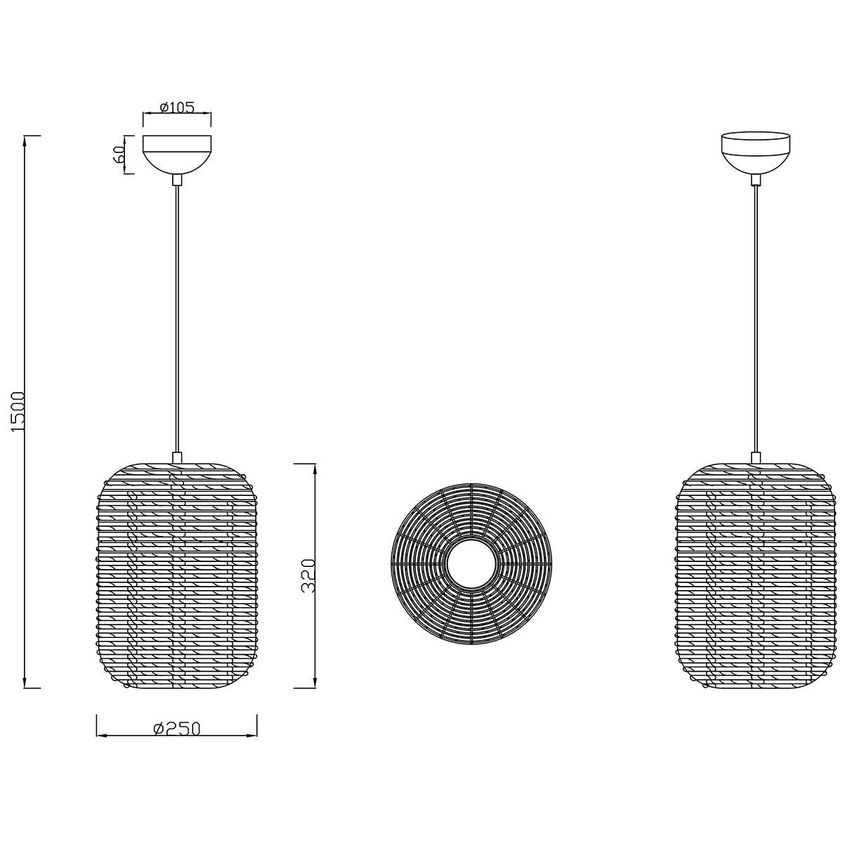 LED Hanglamp - Trion Tuna - E27 Fitting - 1-lichts - Rond - Mat Zwart - Aluminium