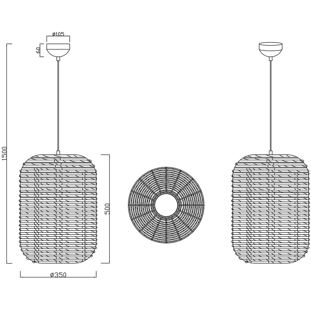 LED Hanglamp - Trion Tuna XL - E27 Fitting - 1-lichts - Rond - Mat Zwart - Aluminium