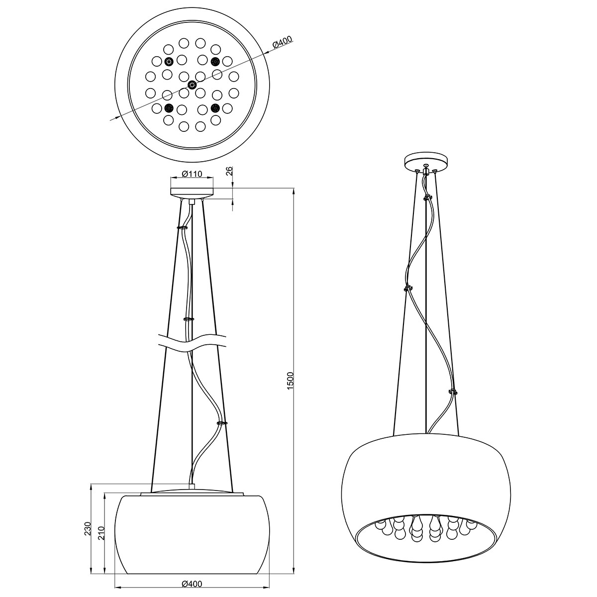 LED Hanglamp - Trion Vapiro - G9 Fitting - 5-lichts - Rond - Mat Chroom - Glas