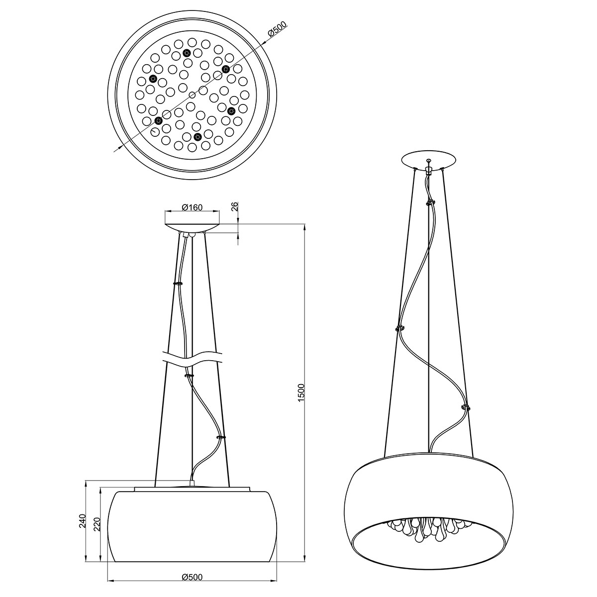 LED Hanglamp - Trion Vapiro - G9 Fitting - 6-lichts - Rond - Mat Chroom - Glas