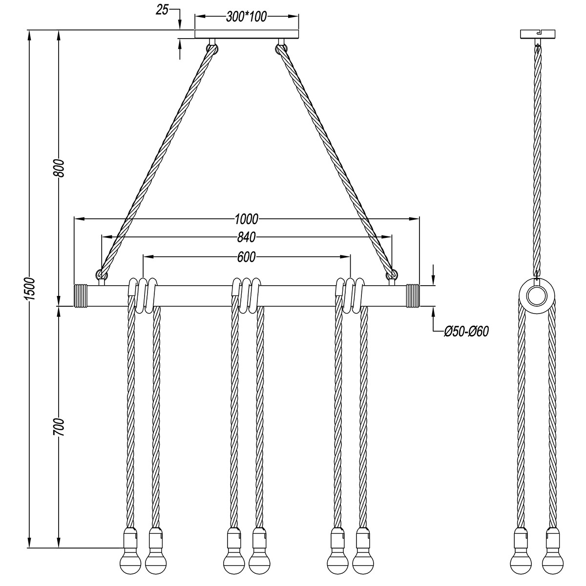 LED Hanglamp - Trion Wolmi - E27 Fitting - Rechthoek - Mat Bruin - Hout