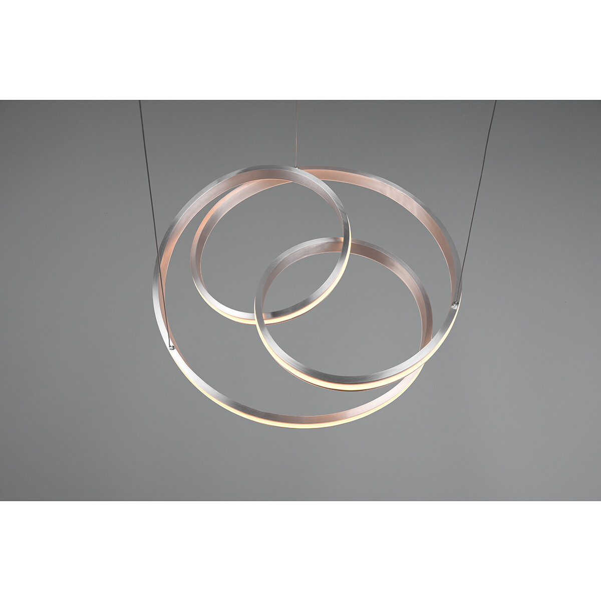 LED Hanglamp - Trion Yarino - 60W - Aanpasbare Kleur - Dimbaar - Rond - Mat Nikkel - Aluminium