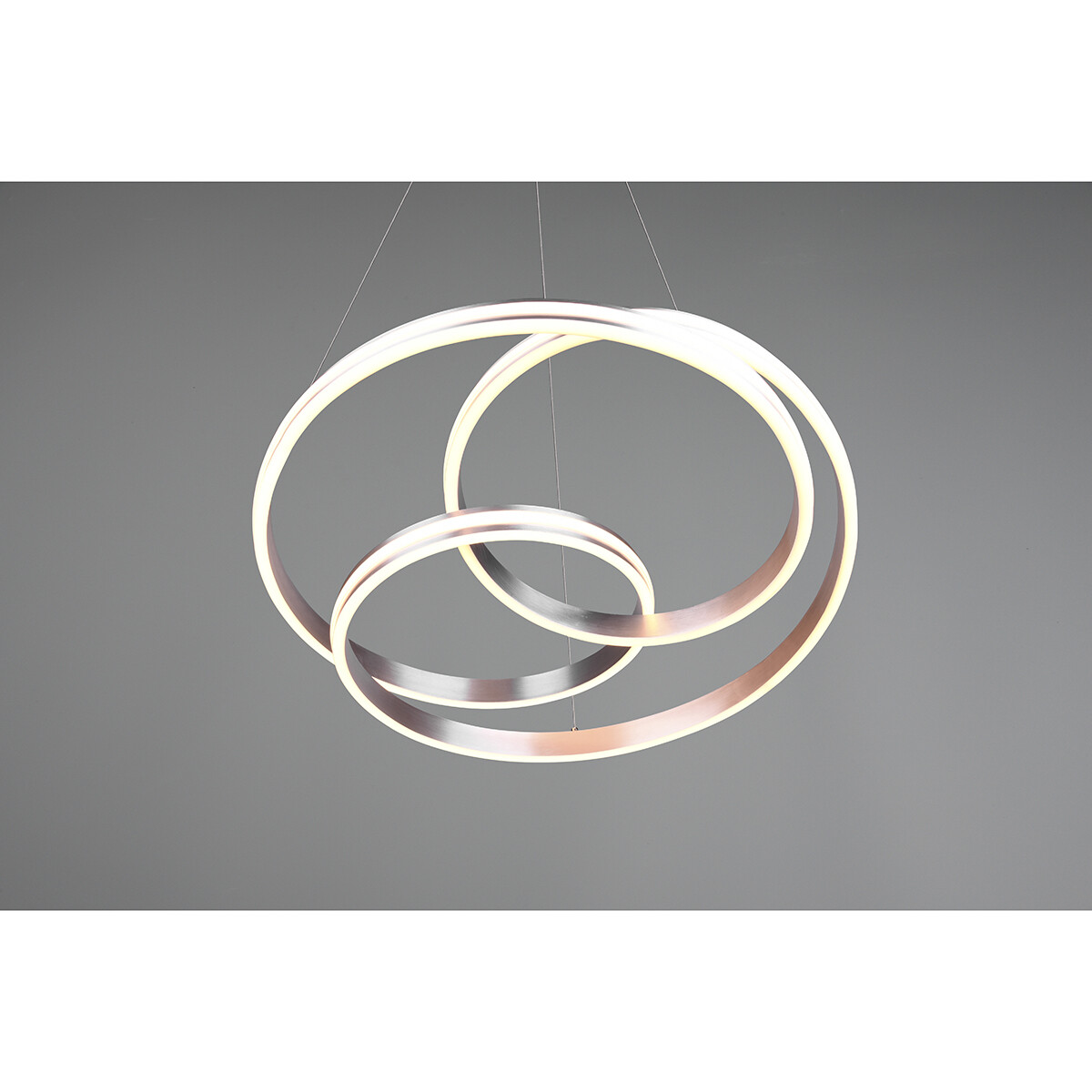 LED Hanglamp - Trion Yarino - 60W - Aanpasbare Kleur - Dimbaar - Rond - Mat Nikkel - Aluminium