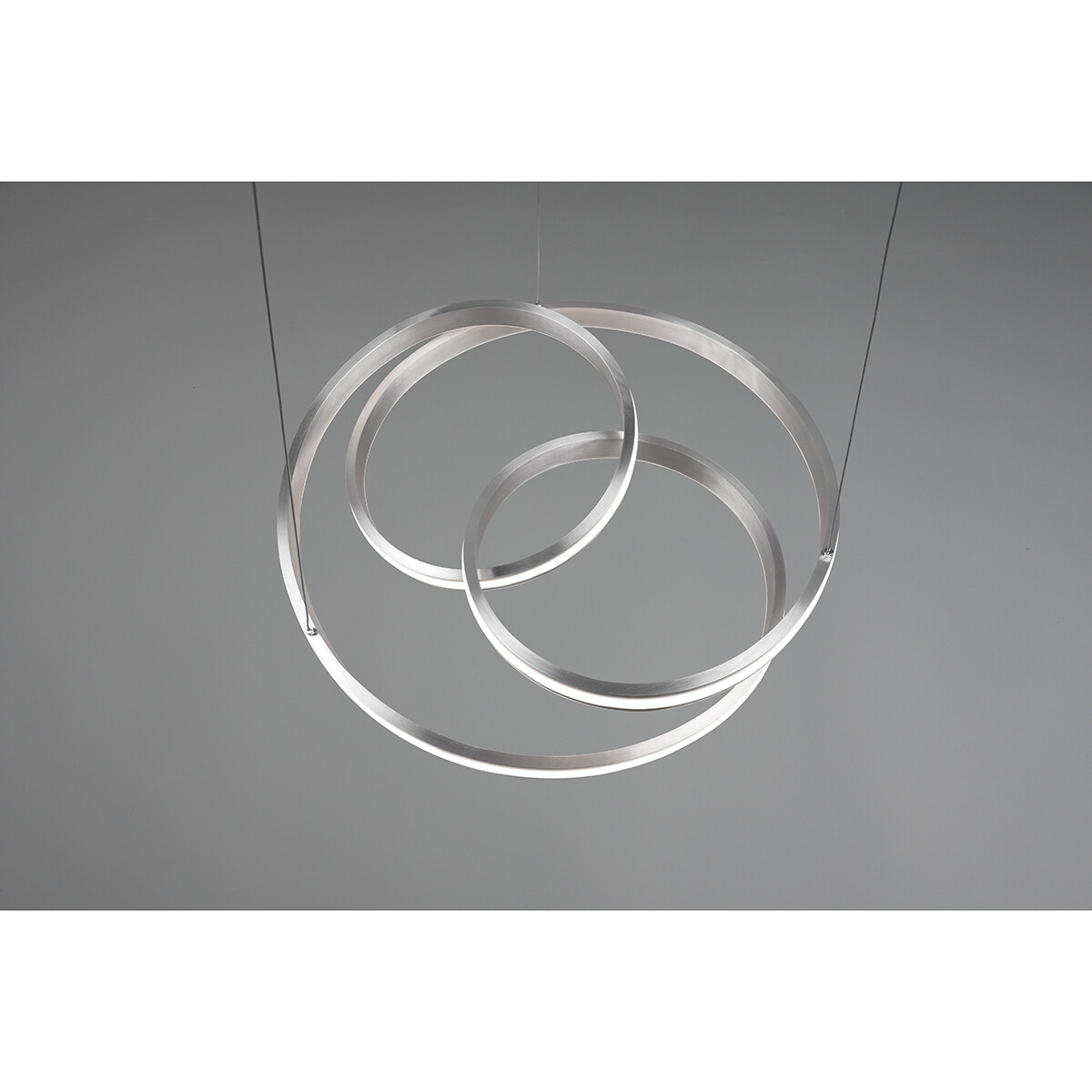 LED Hanglamp - Trion Yarino - 60W - Aanpasbare Kleur - Dimbaar - Rond - Mat Nikkel - Aluminium