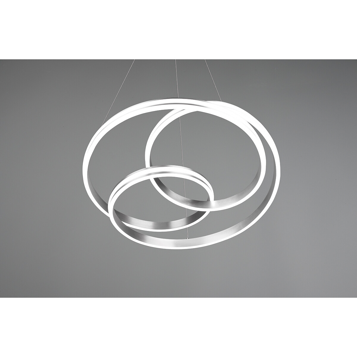 LED Hanglamp - Trion Yarino - 60W - Aanpasbare Kleur - Dimbaar - Rond - Mat Nikkel - Aluminium