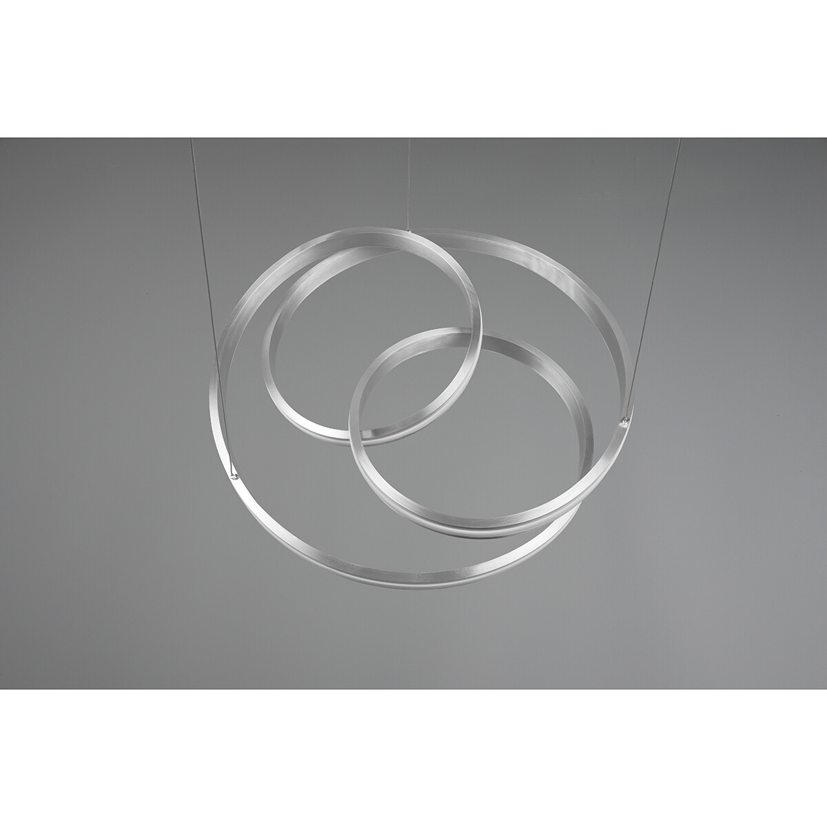 LED Hanglamp - Trion Yarino - 60W - Aanpasbare Kleur - Dimbaar - Rond - Mat Nikkel - Aluminium