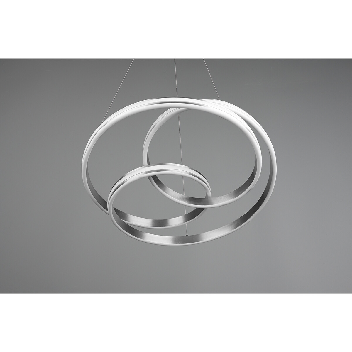 LED Hanglamp - Trion Yarino - 60W - Aanpasbare Kleur - Dimbaar - Rond - Mat Nikkel - Aluminium