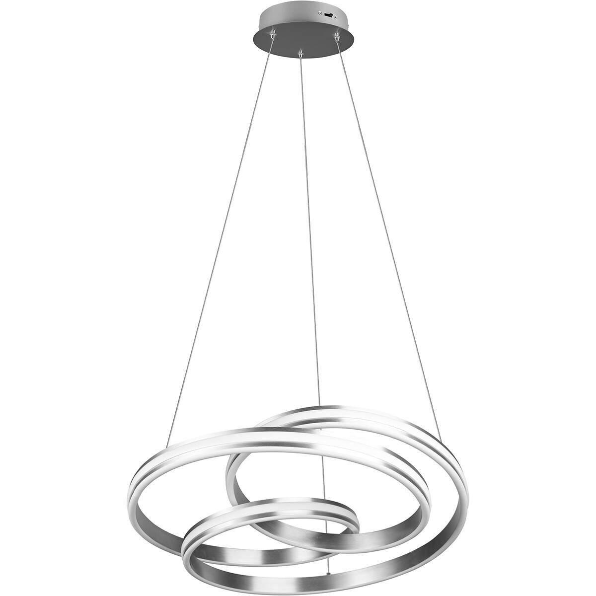 LED Hanglamp - Trion Yarino - 60W - Aanpasbare Kleur - Dimbaar - Rond - Mat Nikkel - Aluminium