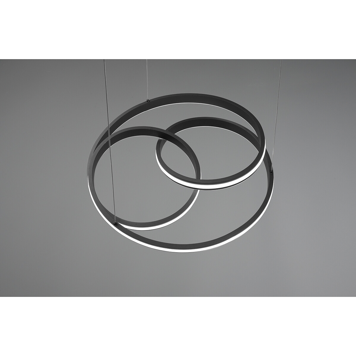 LED Hanglamp - Trion Yarino - 60W - Aanpasbare Kleur - Dimbaar - Rond - Mat Zwart - Aluminium