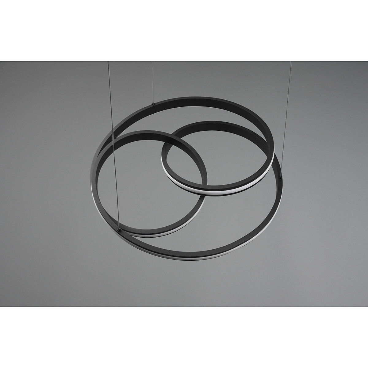 LED Hanglamp - Trion Yarino - 60W - Aanpasbare Kleur - Dimbaar - Rond - Mat Zwart - Aluminium