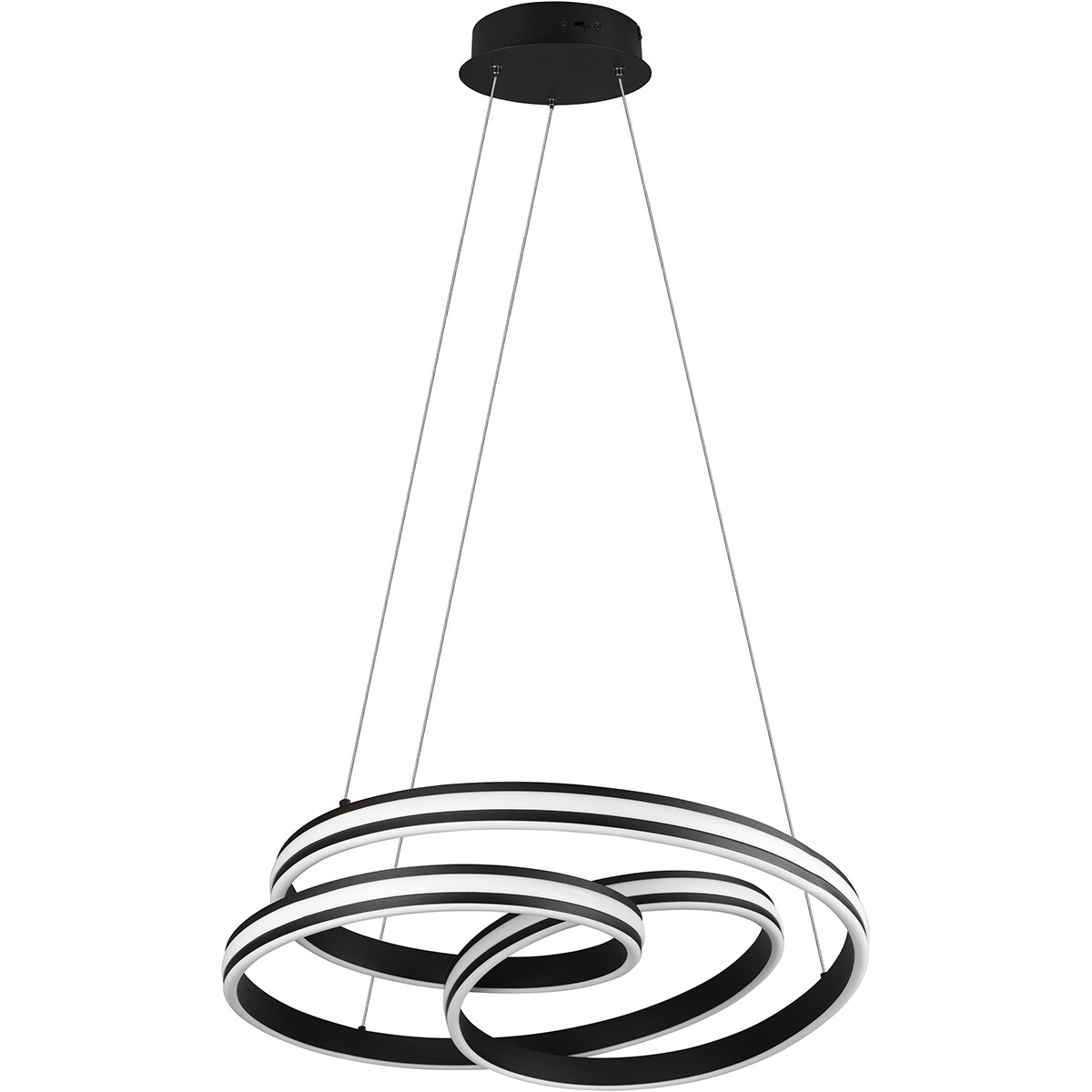 LED Hanglamp - Trion Yarino - 60W - Aanpasbare Kleur - Dimbaar - Rond - Mat Zwart - Aluminium