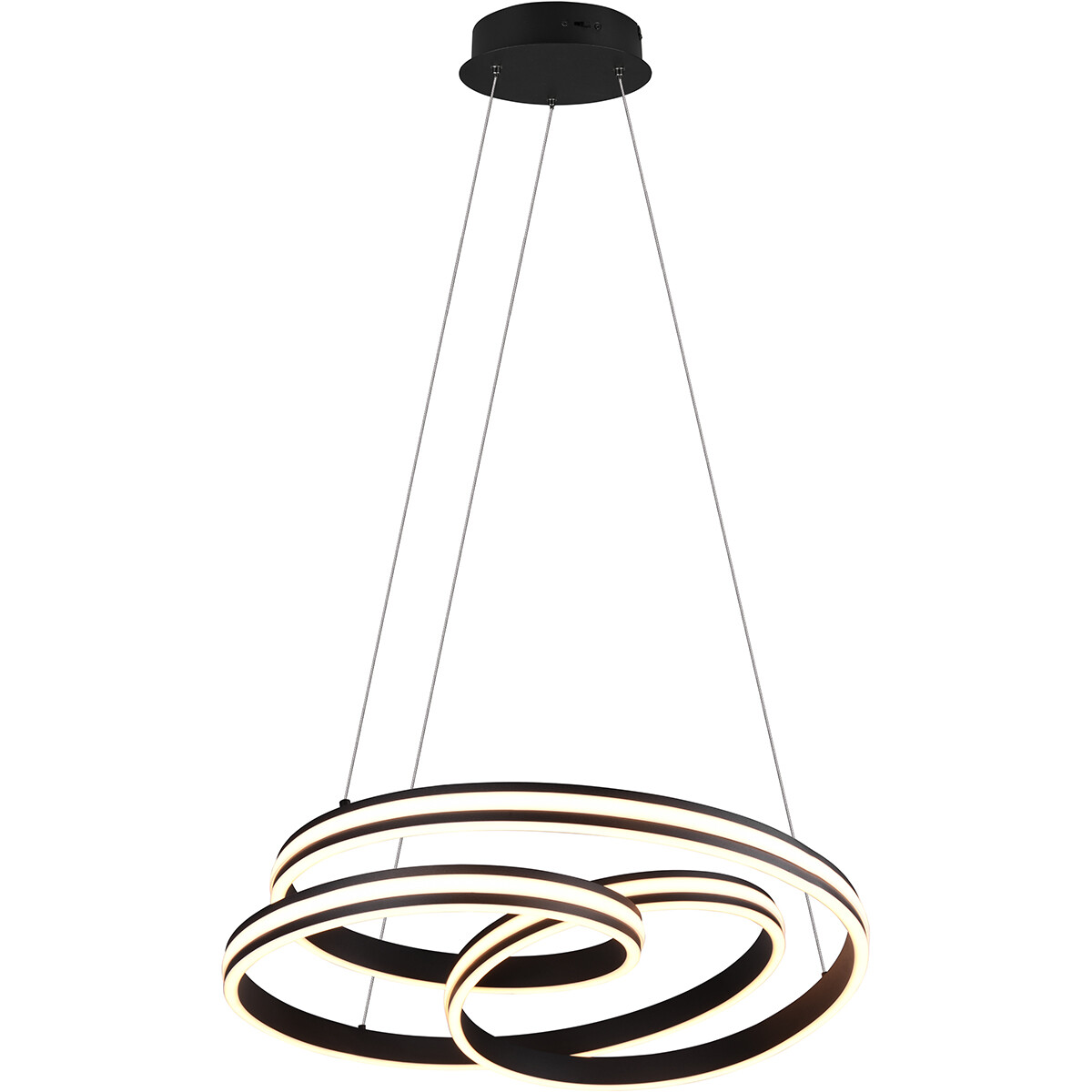 LED Hanglamp - Trion Yarino - 60W - Aanpasbare Kleur - Dimbaar - Rond - Mat Zwart - Aluminium product afbeelding