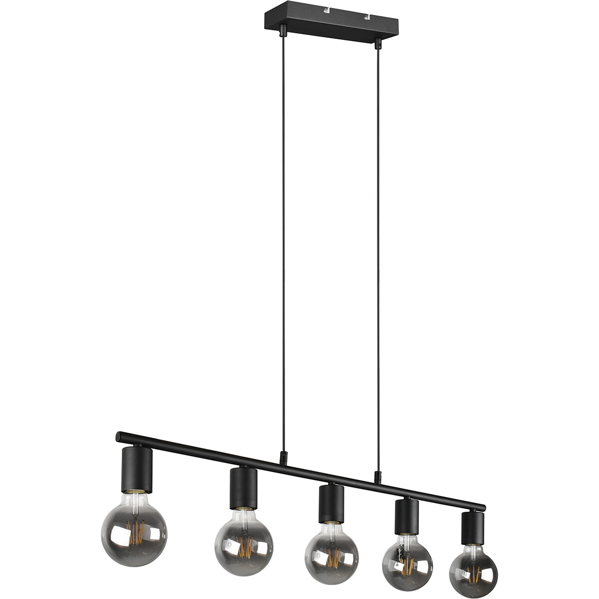 LED Hanglamp - Trion Zuncka - E27 Fitting - 5-lichts - Rechthoek - Mat Zwart - Aluminium