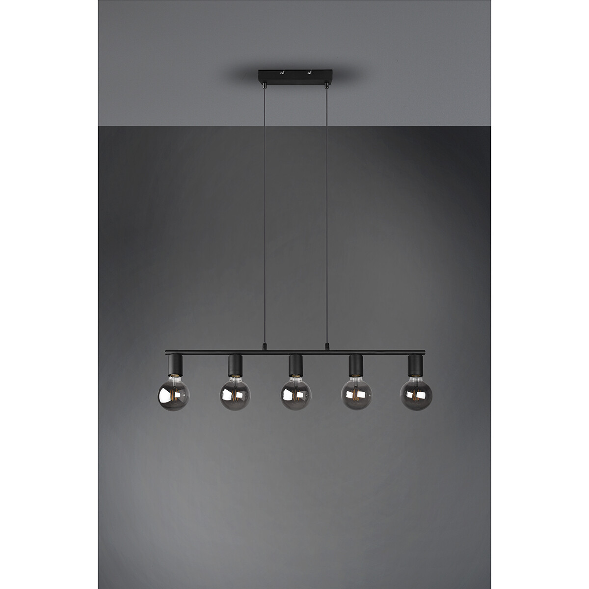 LED Hanglamp - Trion Zuncka - E27 Fitting - 5-lichts - Rechthoek - Mat Zwart - Aluminium