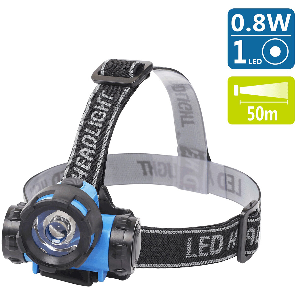 LED Hoofdlamp - Aigi Crunli - Waterdicht - 50 Meter - Kantelbaar - 1 LED - 0.8W - Blauw | Vervangt 7W