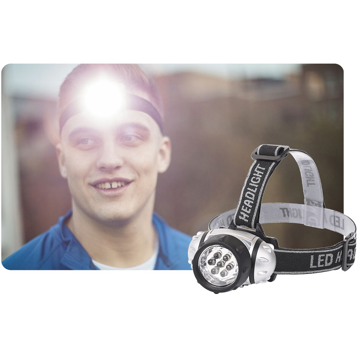 LED Hoofdlamp - Aigi Heady - Waterdicht - 20 Meter - Kantelbaar - 7 LED's - 0.54W - Zilver | Vervangt 6W