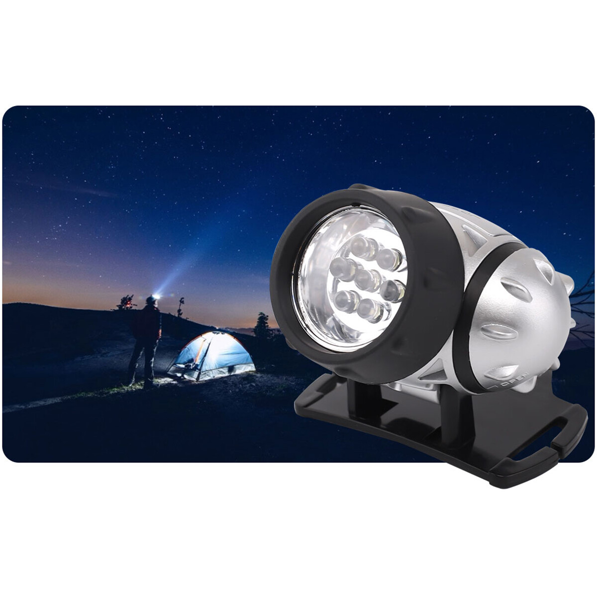 LED Hoofdlamp - Aigi Heady - Waterdicht - 35 Meter - Kantelbaar - 14 LED's - 1W - Zilver | Vervangt 8W