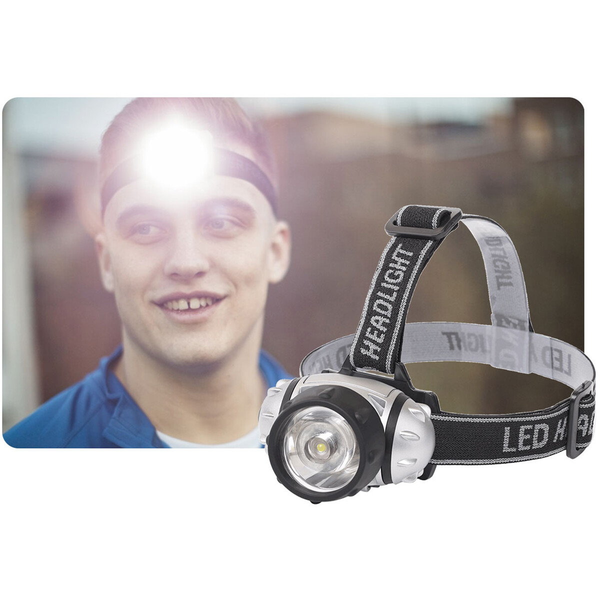 LED Hoofdlamp - Aigi Hitro - Waterdicht - 50 Meter - Kantelbaar - 1 LED - 1.8W - Zilver | Vervangt 13W