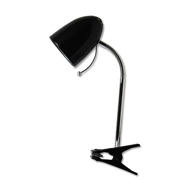 LED Klemlamp Aigi Wony E27 Fitting Flexibele Arm Rond Glans Zwart