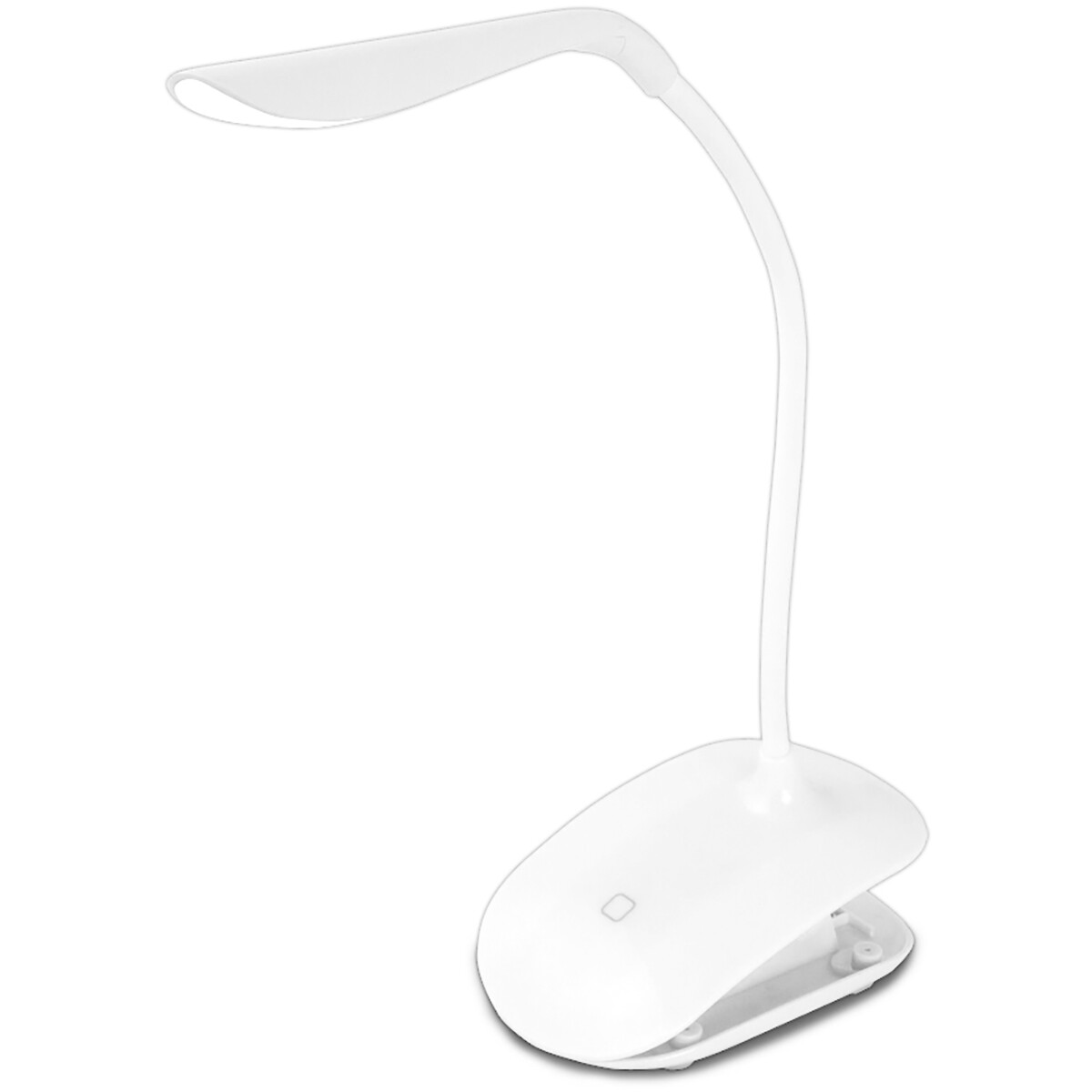 LED Klemlamp - Estoza Denib - 3W - Helder/Koud Wit 5500K - Touch Schakelaar - Dimbaar - Flexibele Arm - Mat Wit - Kunststof product afbeelding