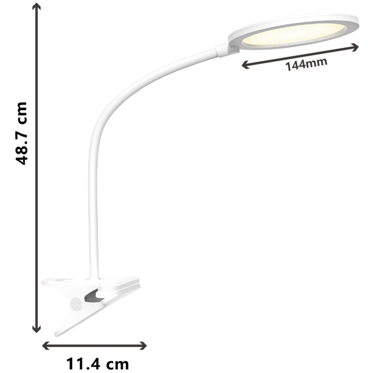 LED Klemlamp - Aigi Arona - 7W - Natuurlijk Wit 4000K - Rond - Mat Wit - Kunststof