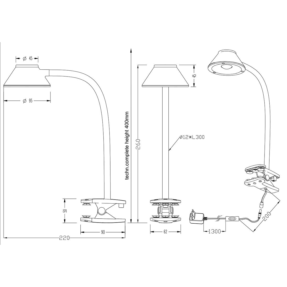 LED Klemlamp - Trion Berky - 3.5W - Warm Wit 3000K - Titaan - Kunststof