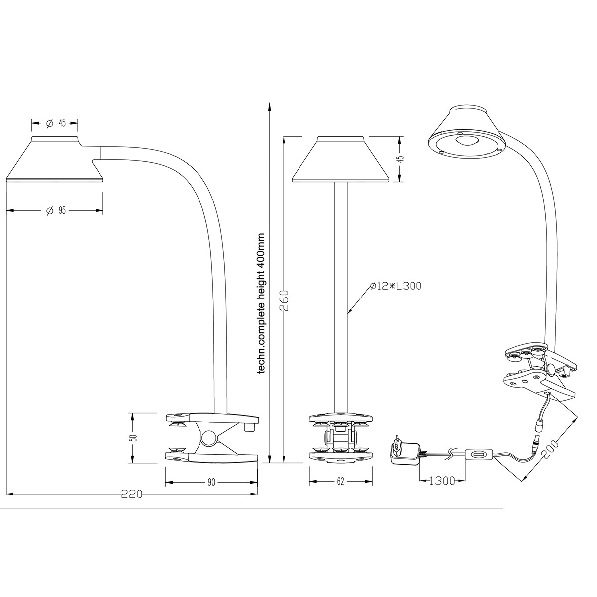 LED Klemlamp - Trion Berky - 3.5W - Warm Wit 3000K - Wit - Kunststof