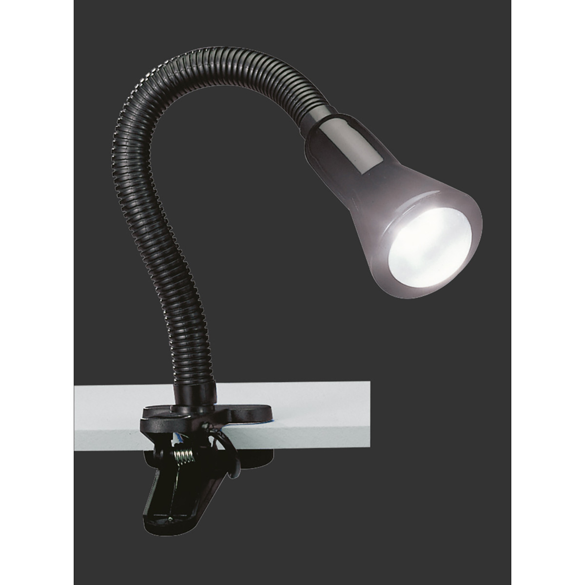 LED Klemlamp - Trion Fexy - E14 Fitting - Glans Zwart - Kunststof