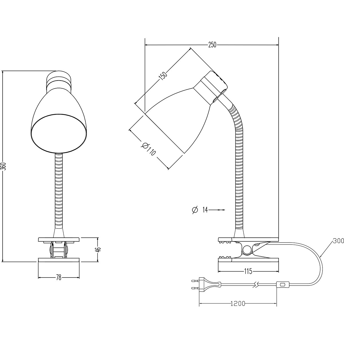 LED Klemlamp - Trion Sora - E27 Fitting - Mat Wit - Metaal