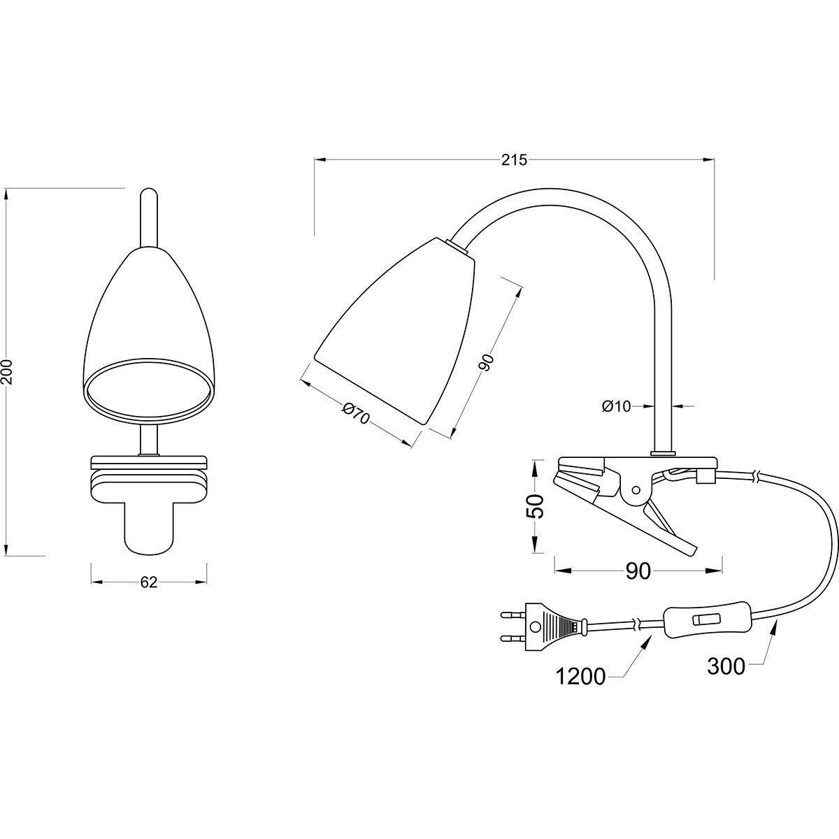 LED Klemlamp - Trion Wandy - GU10 Fitting - Zwart