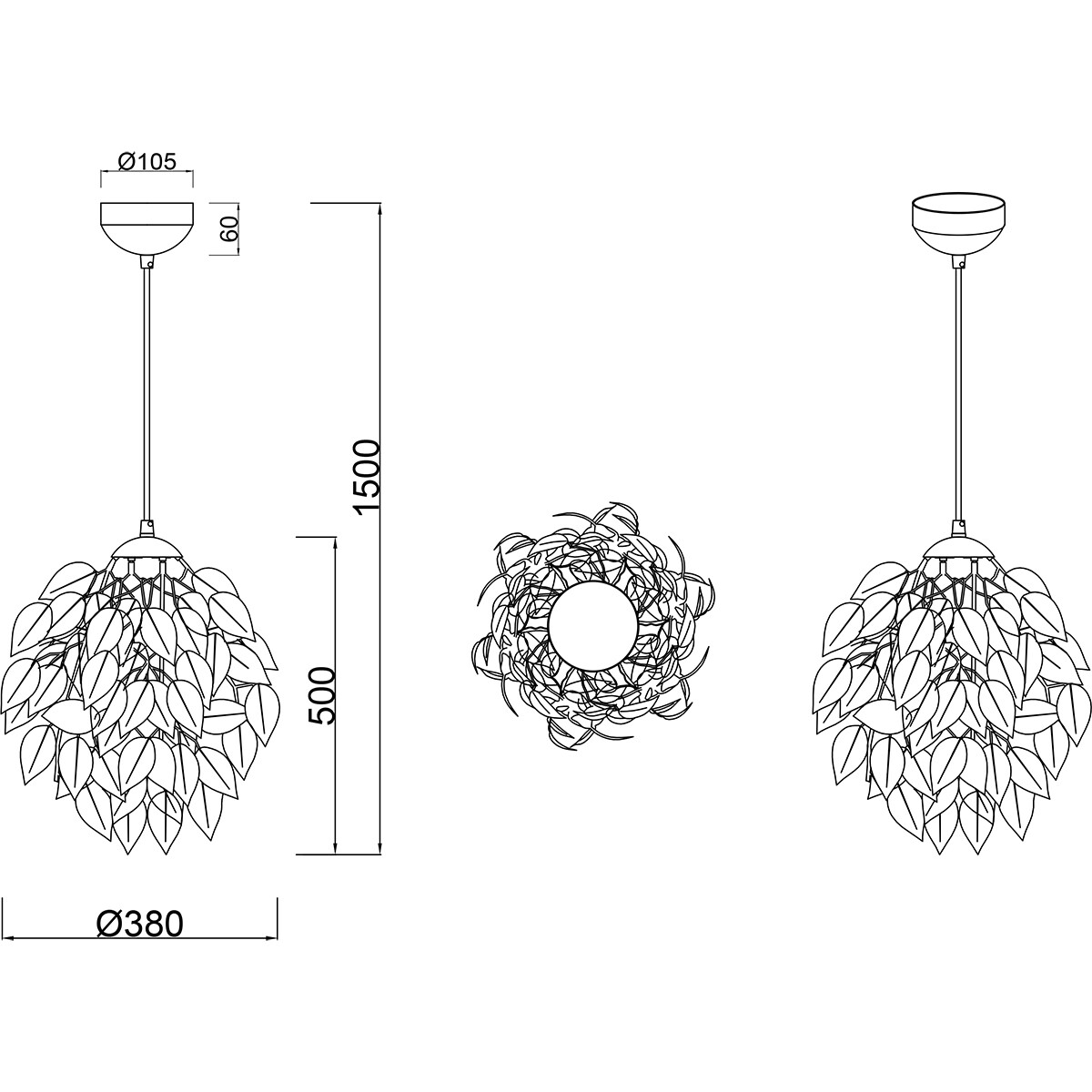 LED Kroonluchter - Trion Lovy - E27 Fitting - 1-lichts - Rond - Mat Zwart/Goud - Aluminium