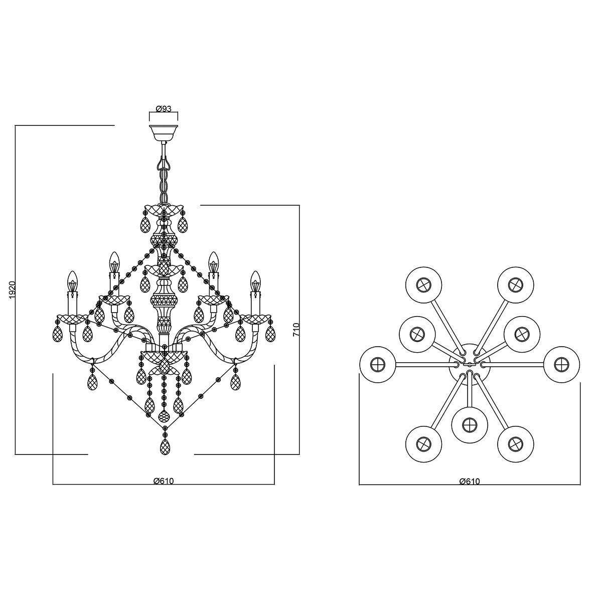 LED Kroonluchter - Trion Lucy - E14 Fitting - 9-lichts - Rond - Mat Chroom - Aluminium