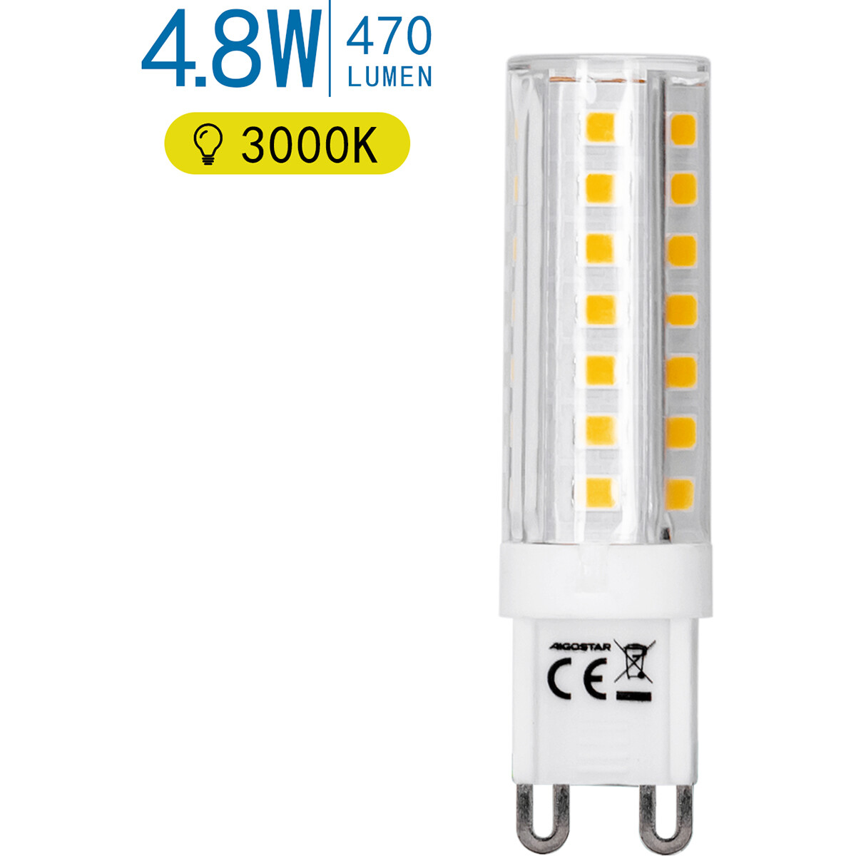 LED Lamp 10 Pack - Aigi - G9 Fitting - 4.8W - Warm Wit 3000K | Vervangt 40W